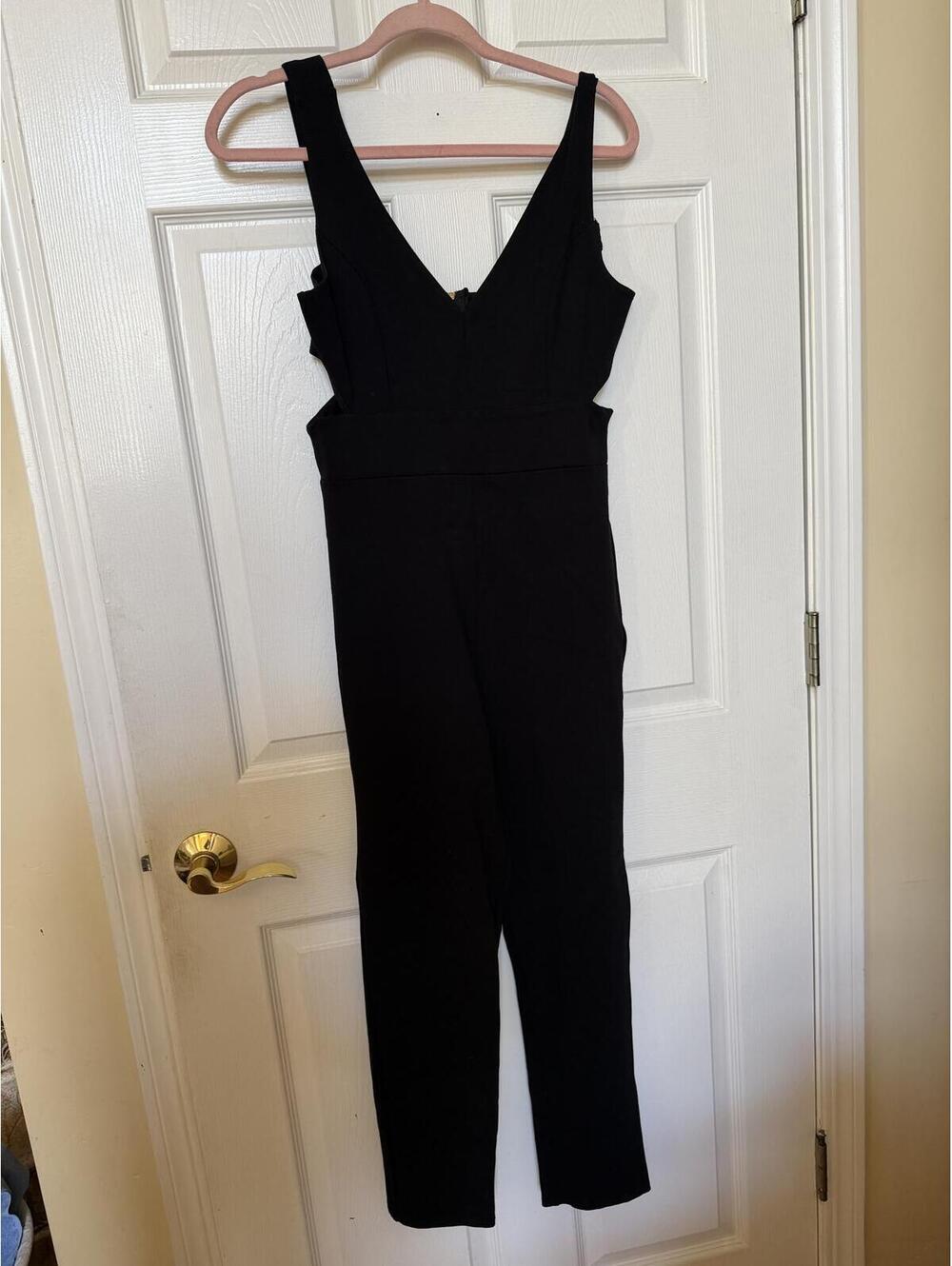Rolla Coster Black Sleeveless Zip-Front Jumpsuit Size L